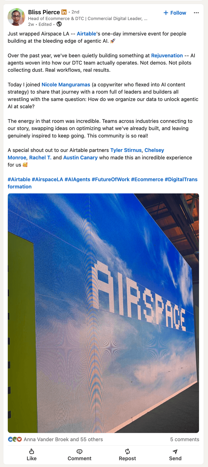 Attendee post about Airspace LA