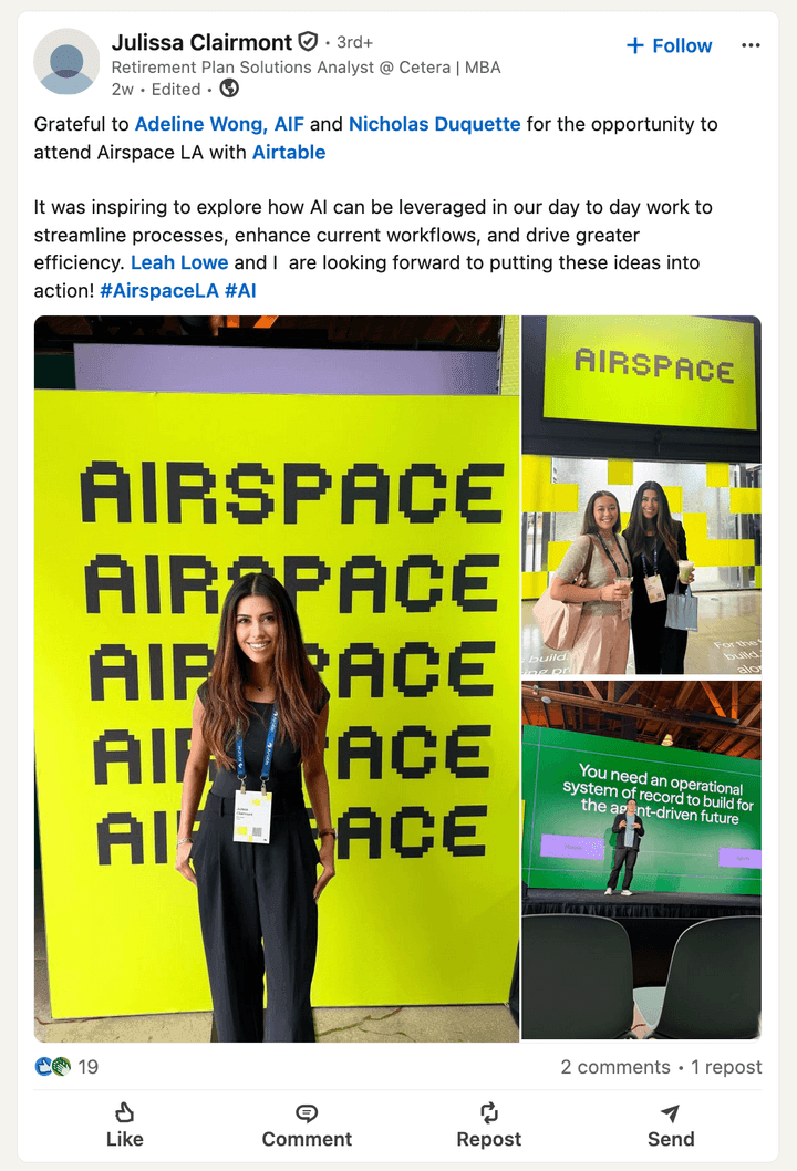 Attendee post about Airspace LA