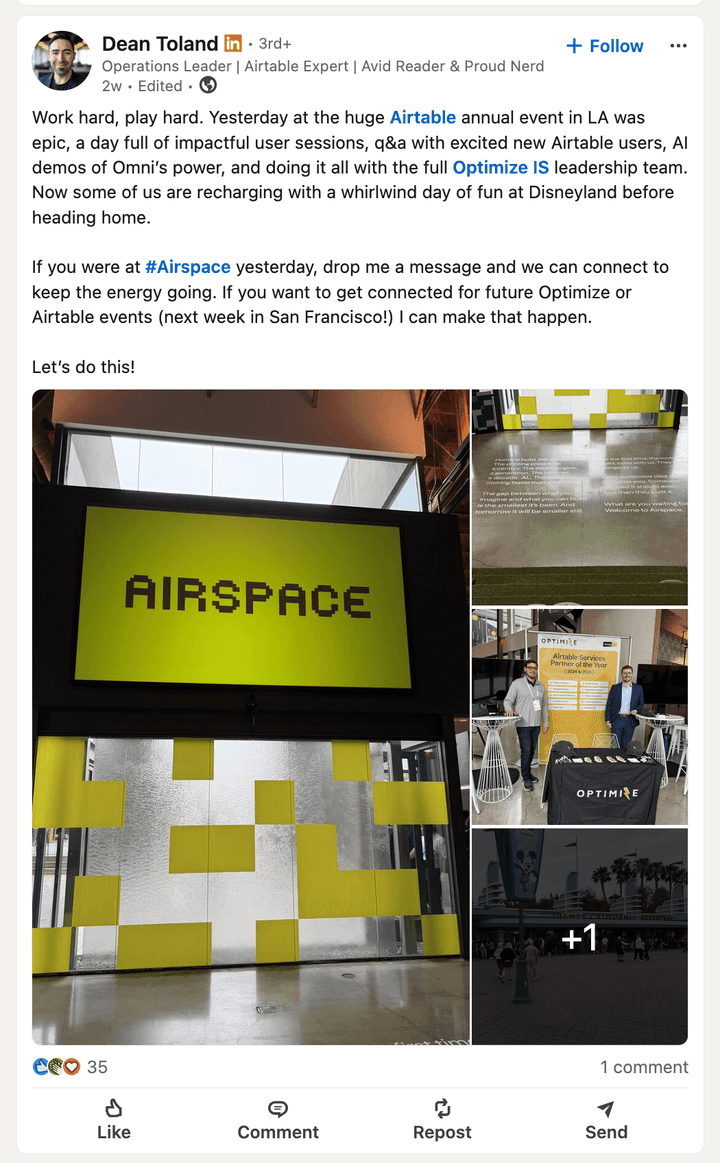 Attendee post about Airspace LA