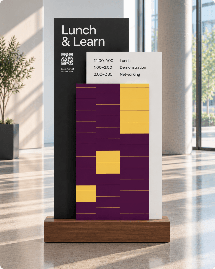 Lunch and Learn event sign