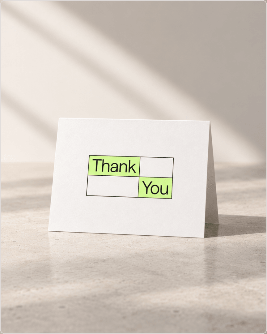 Thank You card from the event kit