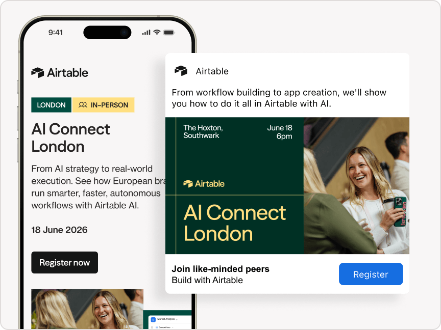 Mobile landing page and social ad from the marketing kit