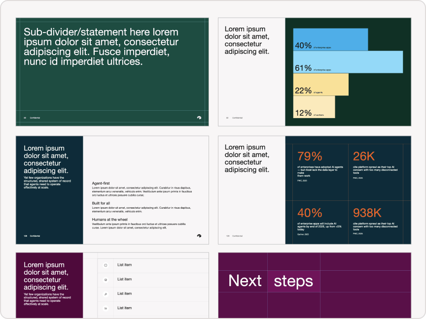 Presentation template slides from the event kit