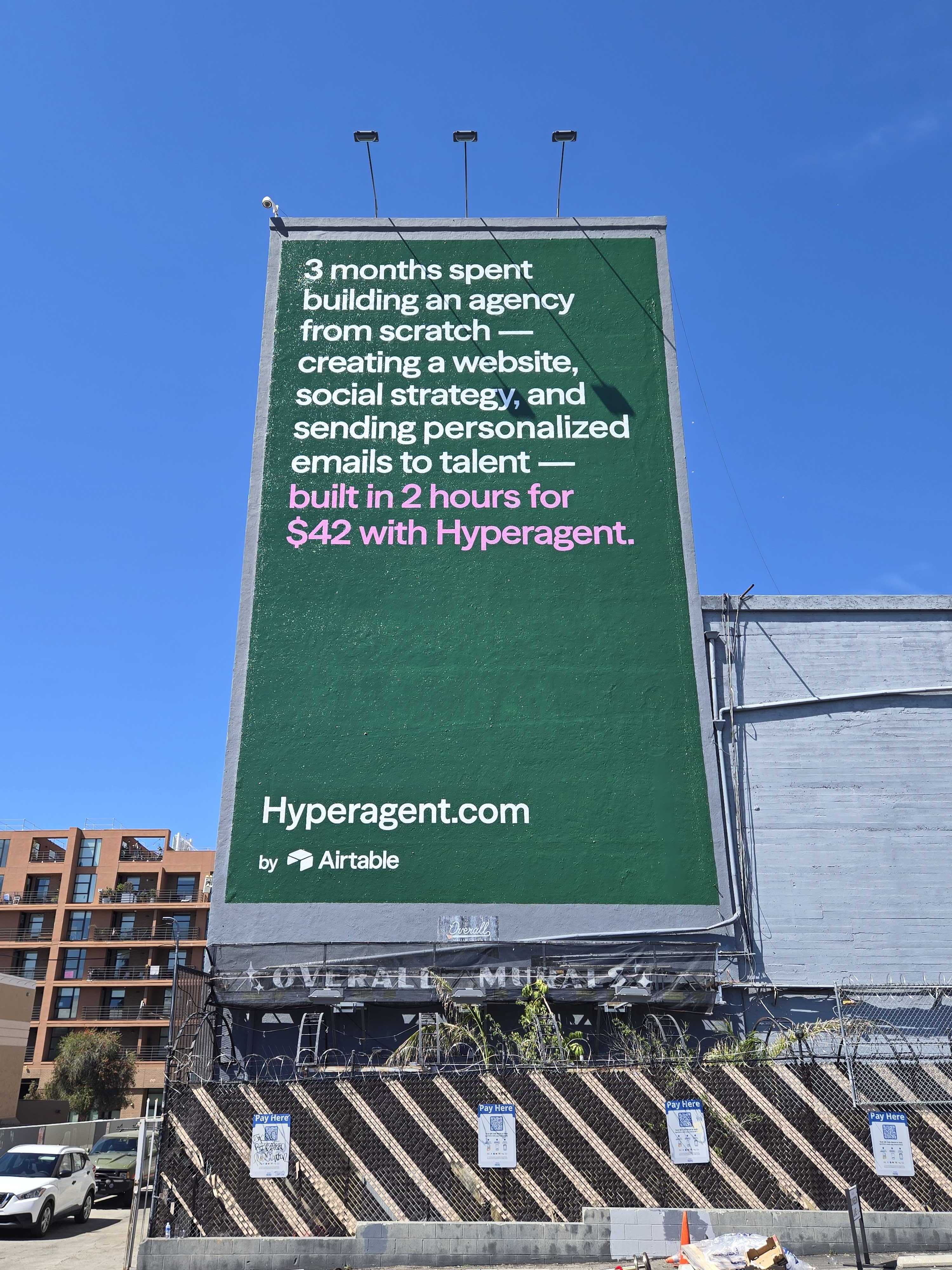 Hyperagent hand-painted campaign mural