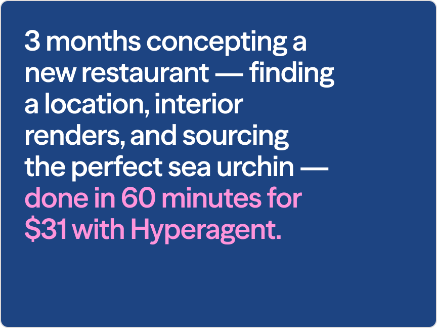Hyperagent campaign message in blue and pink