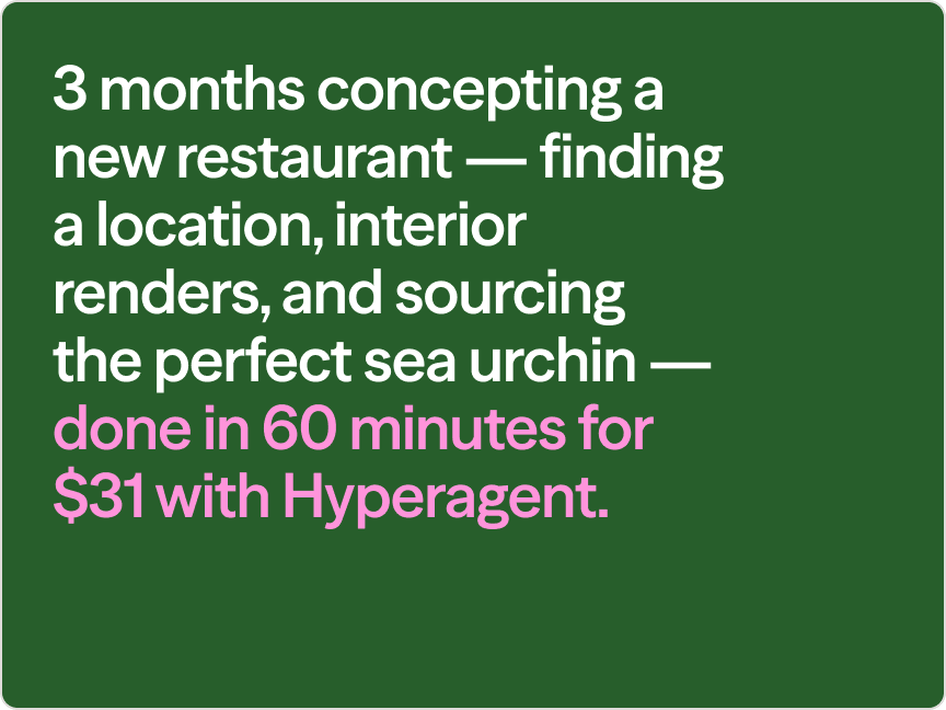 Hyperagent campaign message in green and pink